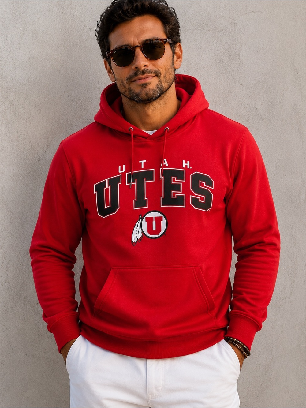 Colosseum Red Utah Utes Crewneck Hoodie Sweatshirt